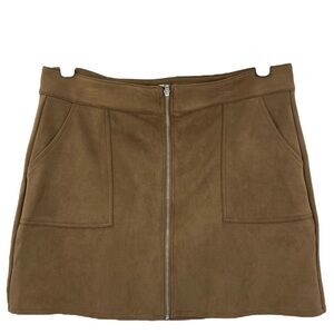 Maurice’s Velour Zip mini Skirt Dark Tan stretch  SZ 18 New